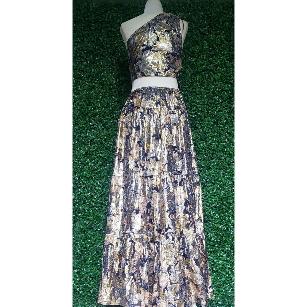 LAST ONE! 45. J.Crew Collection one-shoulder silk-Lurex® dress in lily swirl - Picture 5 of 13